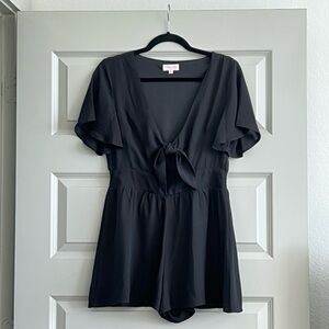 Pink Lily Black Romper